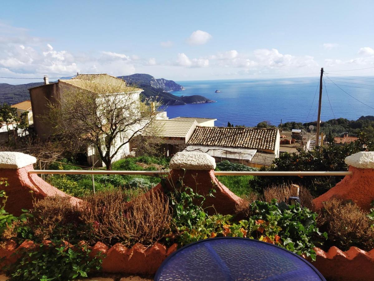 Traditional Panoramic Sea View House Lákones Exterior foto