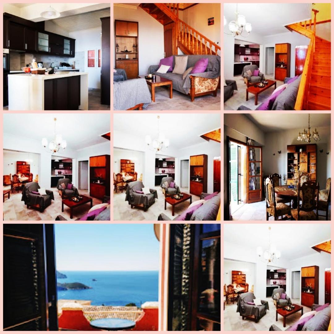 Traditional Panoramic Sea View House Lákones Exterior foto